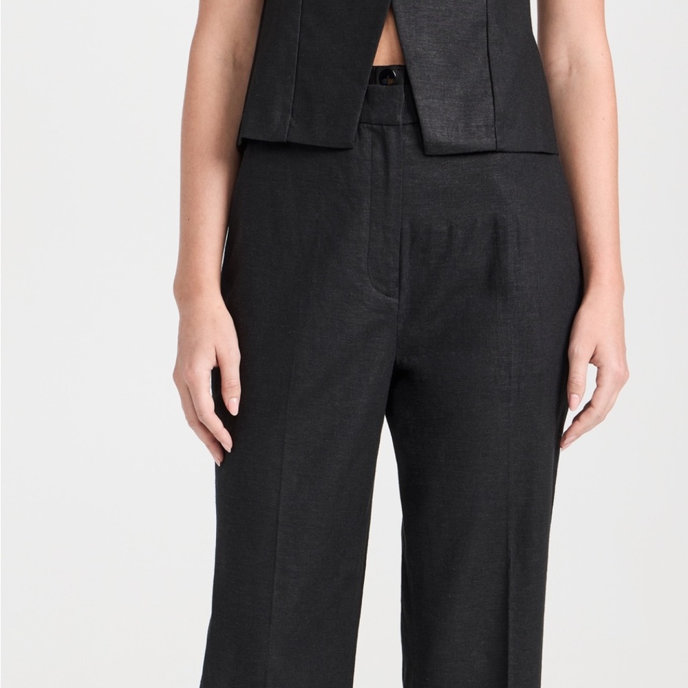 Favorite Daughter Double Waist Black Linen Dress Pants